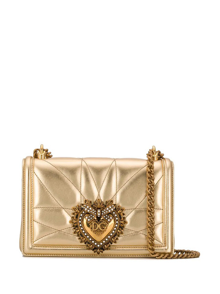  Dolce & Gabbana Medium Devotion Quilted Crossbody Bag - Gold 