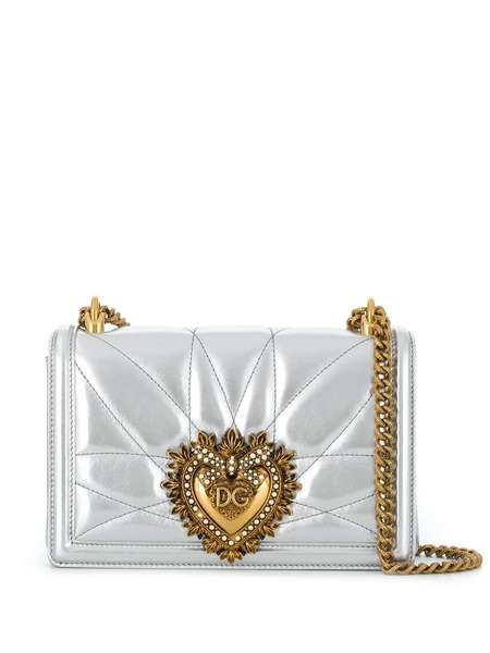  Dolce & Gabbana Medium Devotion Quilted Crossbody Bag - Silver 