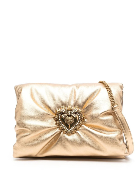  Dolce & Gabbana Medium Devotion Soft Foiled Clutch - Gold 