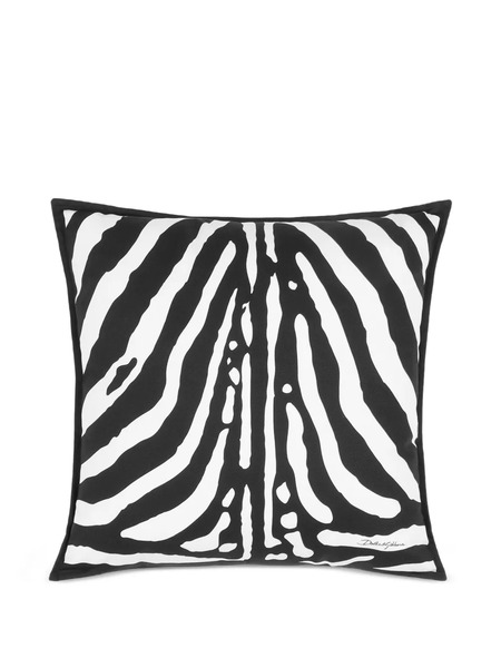  Dolce & Gabbana Medium Zebra-print Canvas Cushion (50cm X 50cm) - Black 