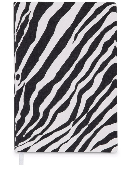  Dolce & Gabbana Medium Zebra-print Leather Ruled Notebook - Black 