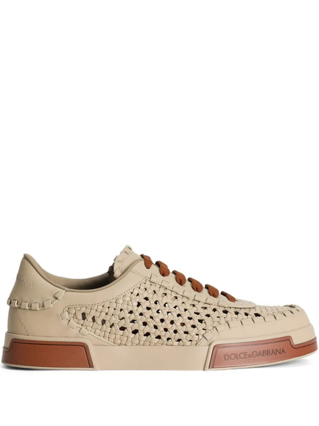  Dolce & Gabbana Mesh-panelling Leather Sneakers - Neutrals 