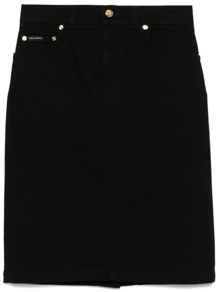  Dolce & Gabbana Midi Denim Skirt - Black 