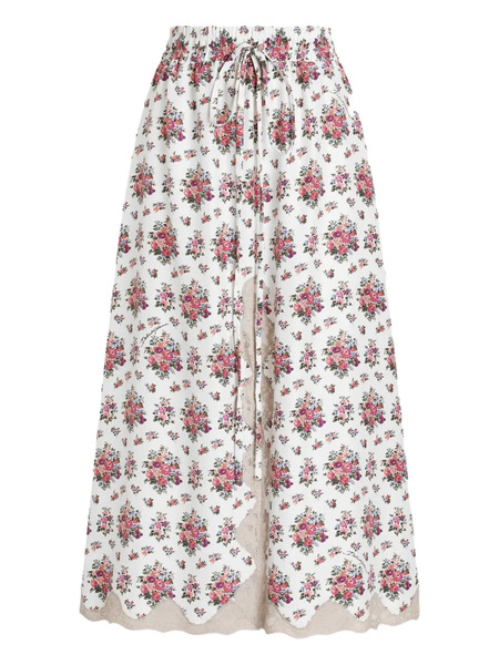  Dolce & Gabbana Midi Floral Lace Skirt - White 