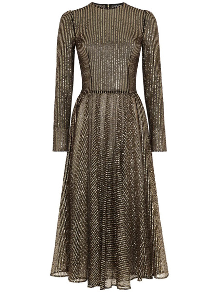  Dolce & Gabbana Midi Sequin-embellished Flared Dress - Gold 