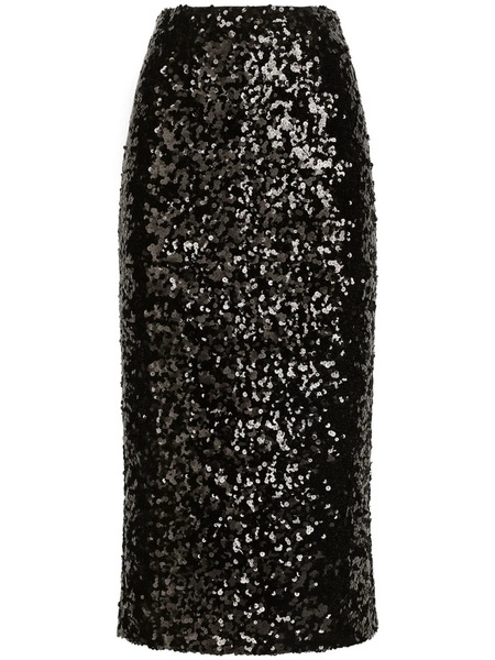  Dolce & Gabbana Midi Sequinned Pencil Skirt - Black 
