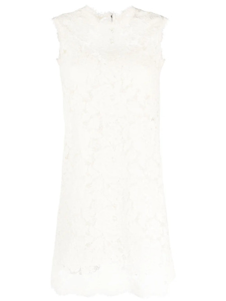  Dolce & Gabbana Mini Sleeveless Lace Dress - Neutrals 