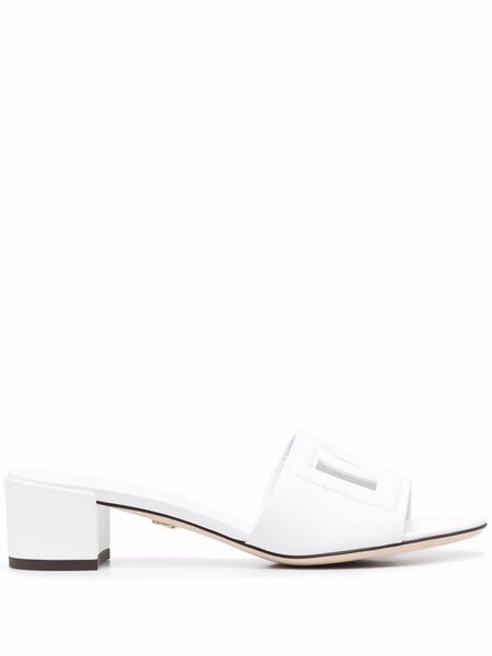  Dolce & Gabbana 40mm Dg-logo Mules - White 