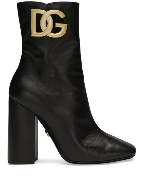  Dolce & Gabbana 90mm Logo-plaque Leather Boots - Black 
