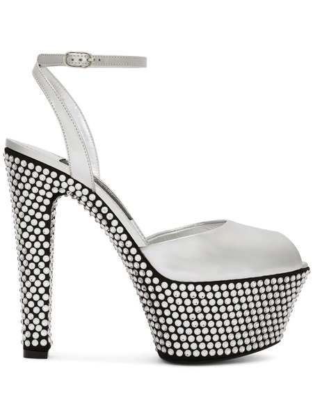  Dolce & Gabbana 150mm Rhinestone-embellished Platform Sandals - Silver 