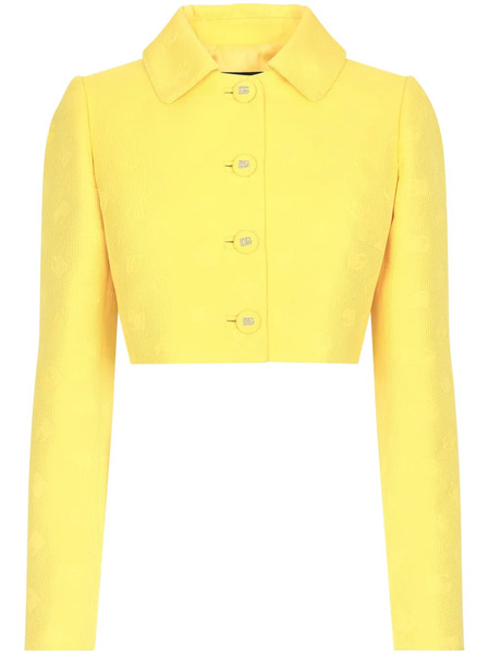  Dolce & Gabbana Monogram-jacquard Button-down Cropped Jacket - Yellow 