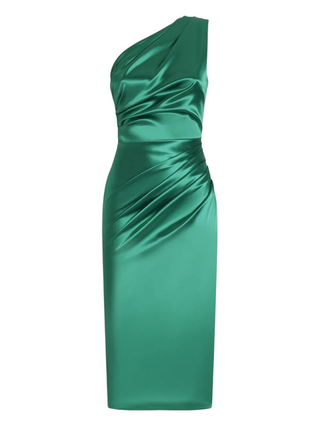  Dolce & Gabbana One-shoulder Draped Midi Dress - Green 
