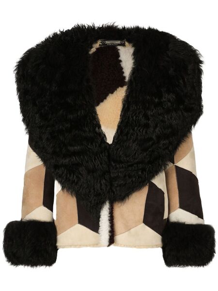  Dolce & Gabbana Patchwork-design Long-sleeve Coat - Neutrals 