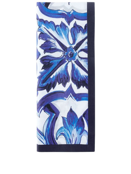 Dolce & Gabbana Patterned Linen Napkins (set Of Two) - Blue 
