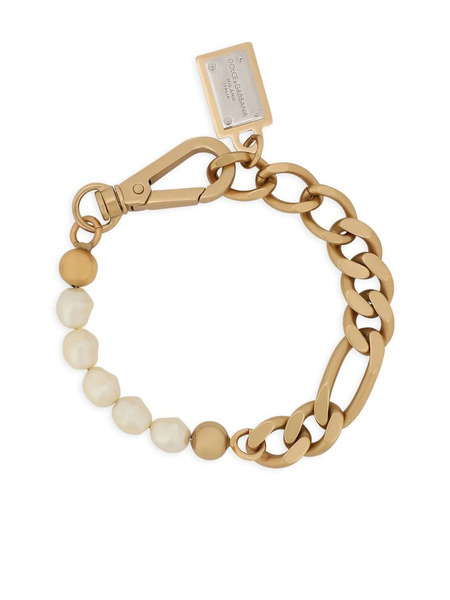  Dolce & Gabbana Pearl-embellished Chain-link Bracelet - Gold 