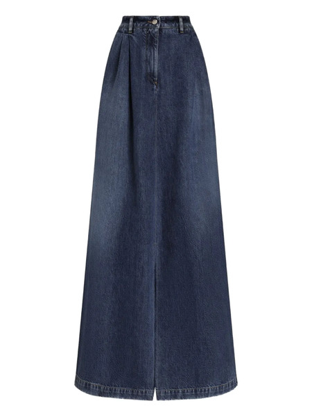  Dolce & Gabbana Pleated Slit Maxi Skirt - Blue 