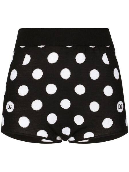  Dolce & Gabbana Polka-dot Pattern High-waisted Shorts - Black 