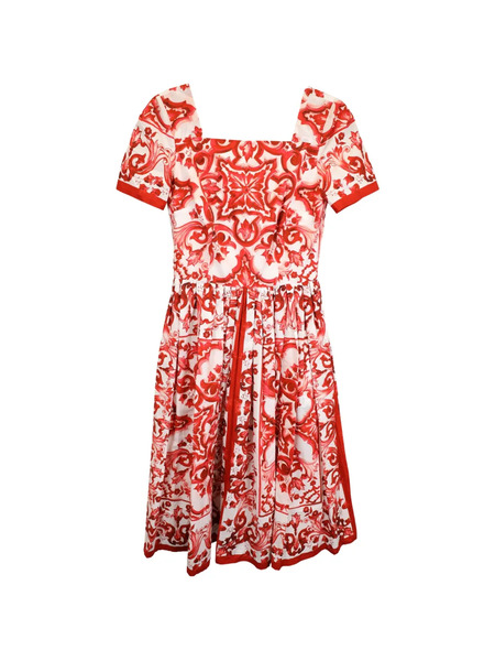  Dolce & Gabbana Pre-owned Majolica Pleated Printed Midi Dress - Red 