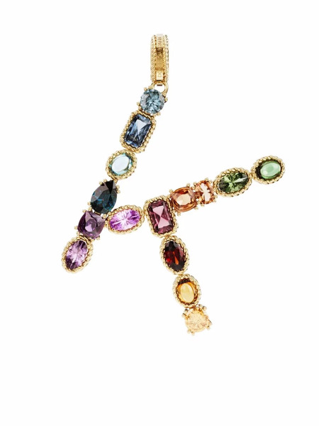  Dolce & Gabbana Rainbow Alphabet K 18k Yellow Gold Multi-stone Pendant 