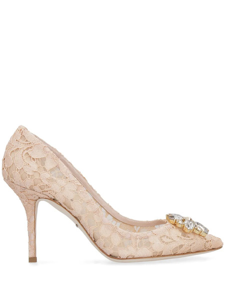  Dolce & Gabbana Rainbow Lace Brooch-detail Pumps - Neutrals 