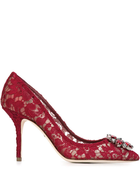  Dolce & Gabbana Rainbow Lace Brooch-detail Pumps - Red 