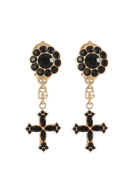  Dolce & Gabbana Rhinestone Clip Earrings - Gold 