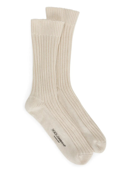  Dolce & Gabbana Ribbed Ankle Socks - Neutrals 
