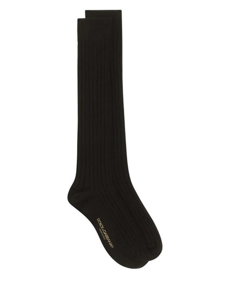  Dolce & Gabbana Ribbed Logo-print Socks - Black 