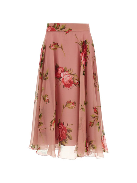  Dolce & Gabbana Rose-print Chiffon Midi Skirt - Pink 