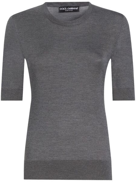  Dolce & Gabbana Round Neck Knit Top - Grey 
