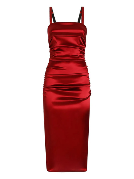  Dolce & Gabbana Ruched Strap Midi Dress - Red 