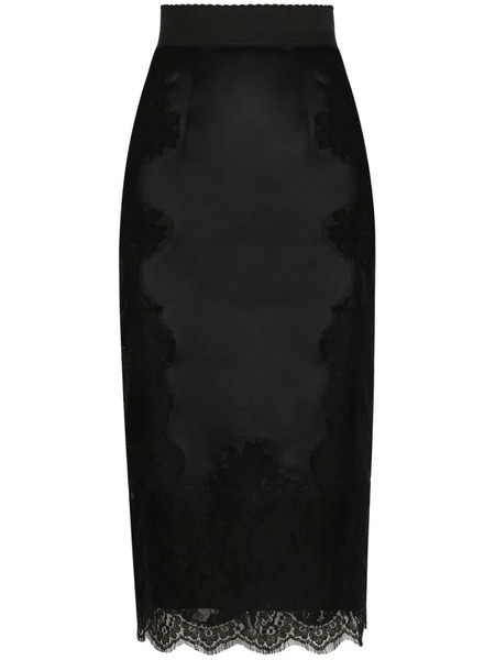  Dolce & Gabbana Satin Midi Skirt - Black 