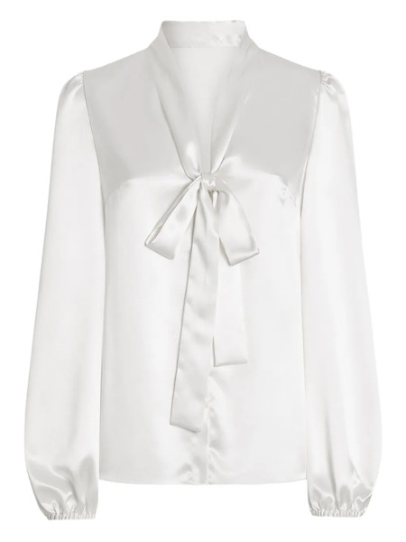  Dolce & Gabbana Satin Tie-neck Blouse - White 