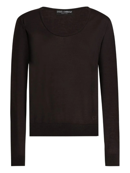  Dolce & Gabbana Scoop-neck Long-sleeve Top - Brown 