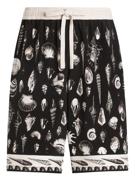  Dolce & Gabbana Seashell-print Drawstring Shorts - Black 