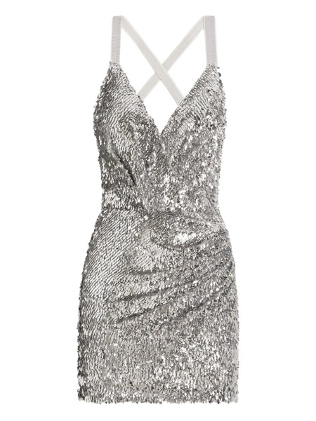  Dolce & Gabbana Sequin Crossover Dress - Silver 