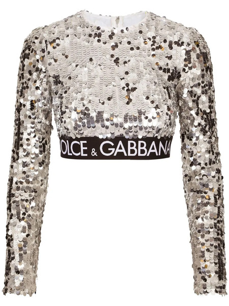  Dolce & Gabbana Sequin-embellished Crop Top - Silver 