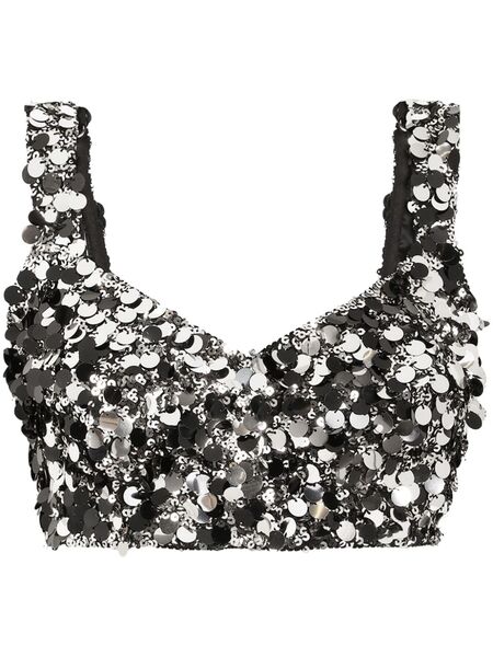  Dolce & Gabbana Sequin-embellished Cropped Top - Silver 