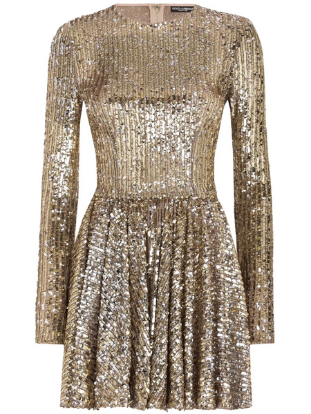  Dolce & Gabbana Sequin-embellished Pleated Dress - Gold 