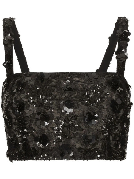  Dolce & Gabbana Sequined Sleeveless Bralette - Black 
