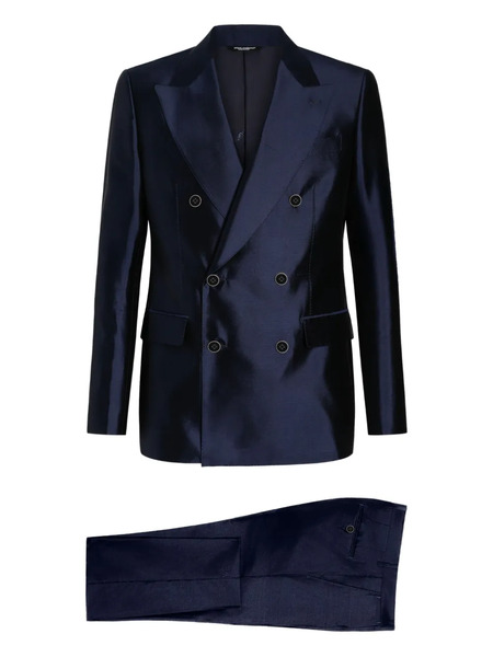  Dolce & Gabbana Shantung-mikado Double-breasted Suit - Blue 