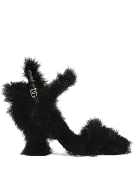 Dolce & Gabbana Shearling Buckle Sandals - Black 