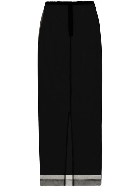  Dolce & Gabbana Sheer-trim Midi Skirt - Black 