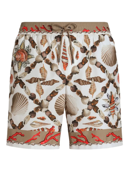  Dolce & Gabbana Shell-print Swim Shorts - Neutrals 