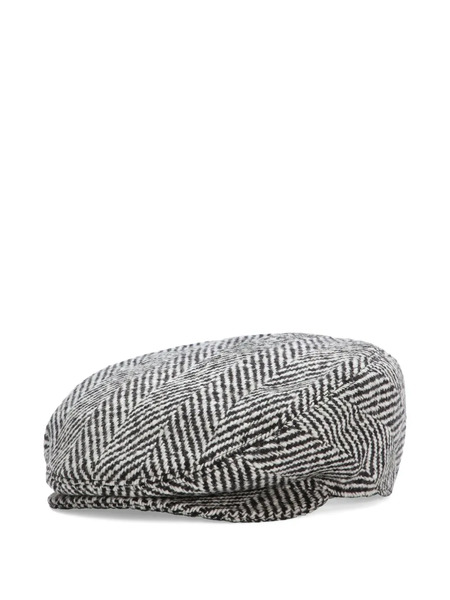  Dolce & Gabbana Shetland Chevron Flat Cap - Black 