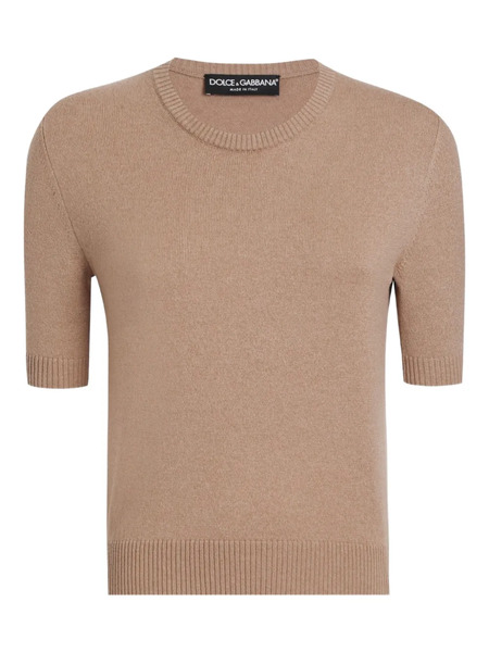  Dolce & Gabbana Short-sleeve Cashmere Sweater - Brown 