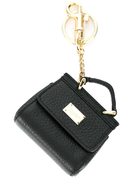  Dolce & Gabbana Sicily Leather Keychain - Black 