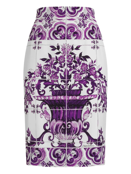 Dolce & Gabbana Silk Midi Skirt - White 