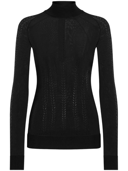  Dolce & Gabbana Silk Mock-turtleneck Sweater With Stitch Work - Black 