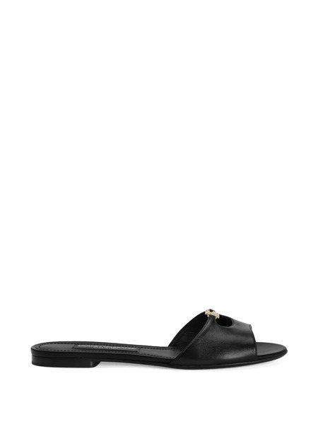  Dolce & Gabbana Silk Nappa Leather Flat Slippers - Black 